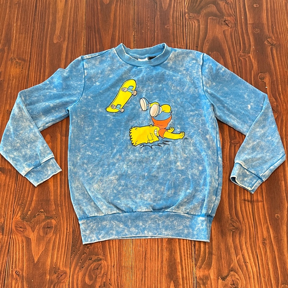 Vintage Blue Graphic Sweatshirt with Bart Simpson